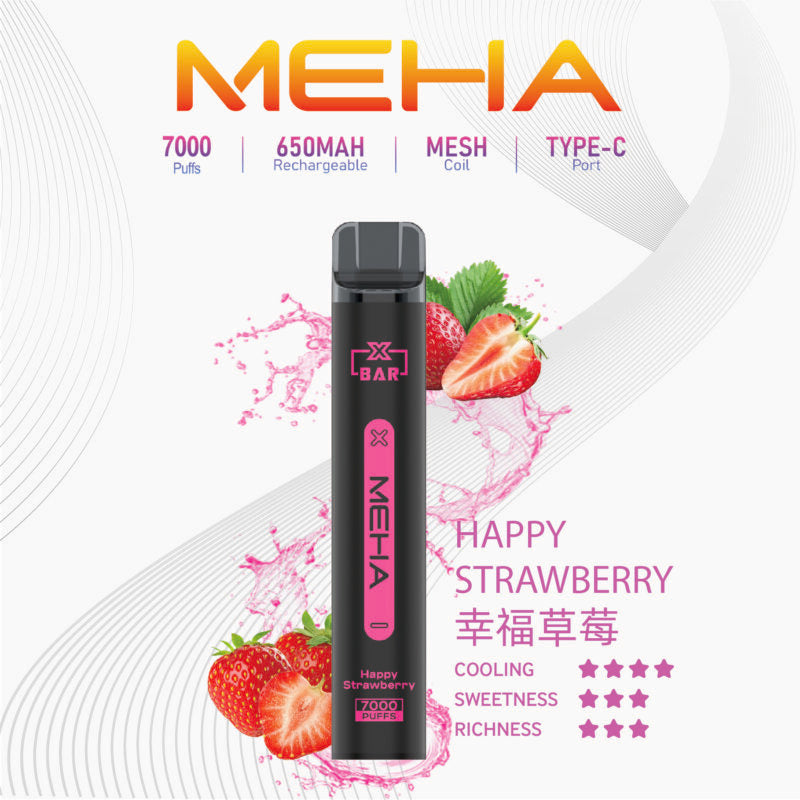 MEHA 抛棄式7000口小黑條幸福草莓口味產品圖